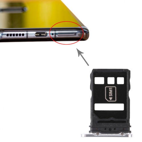 Plateau de carte SIM + Bac de carte NM pour Huawei P40 Pro + (Argent) SH234S1242-04