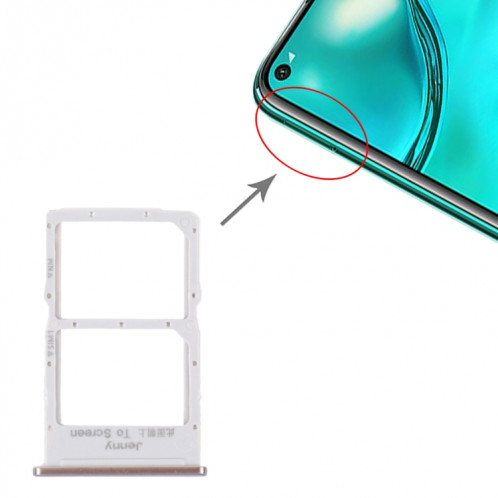 Plateau de carte SIM + Bac de carte NM pour Huawei Nova 7i (Argent) SH235S972-04