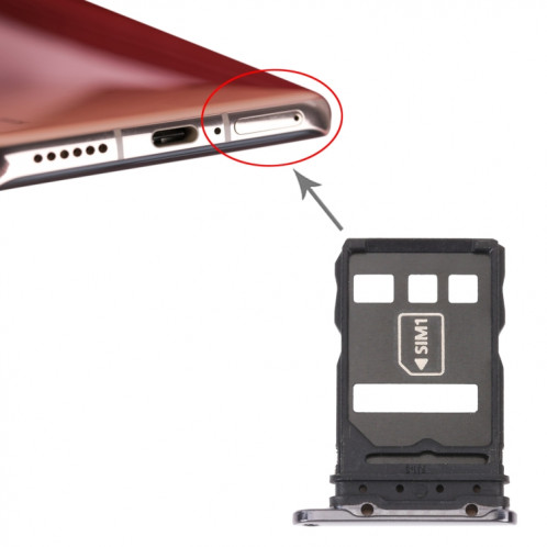 Plateau de carte SIM + Bac de carte NM pour Huawei P40 Pro (Noir) SH236B1305-04