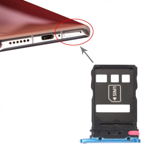 Plateau de carte SIM + Bac de carte NM pour Huawei P40 Pro (Bleu) SH236L1719-04