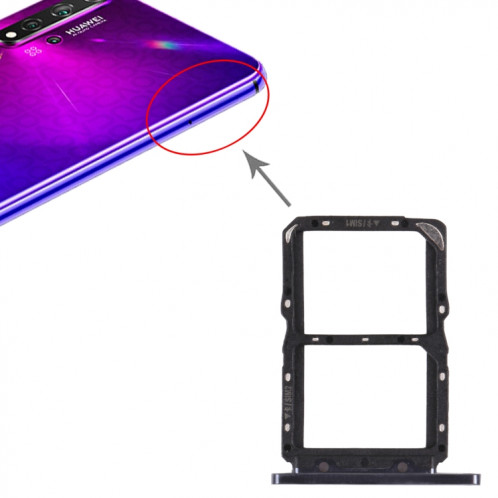 Plateau de carte SIM + plateau de carte SIM pour Huawei Nova 5T (Noir) SH239B701-04