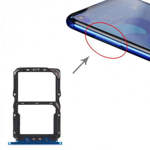 Plateau de carte SIM + Bac de carte NM pour Huawei Nova 5 Pro (Bleu) SH241L799-04