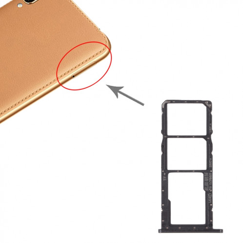 Plateau de carte SIM + plateau de carte SIM + plateau de carte micro SD pour Huawei Profitez de 9e (Noir) SH242B1133-04