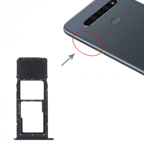 Plateau de carte SIM + plateau de carte Micro SD pour LG K61 LMQ630EAW, LM-Q630 (Noir) SH335B1846-04