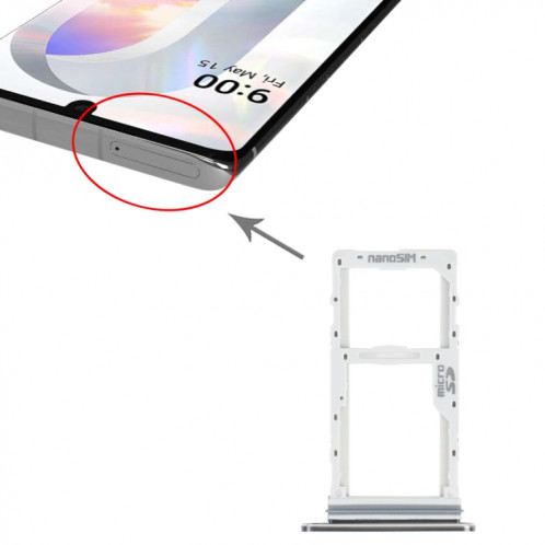 Plateau de carte SIM + plateau de carte SIM / plateau de carte micro SD pour LG Velvet 5G LM-G900N LM-G900EM LM-G900 LM-G900TM (Noir) SH340B1890-04