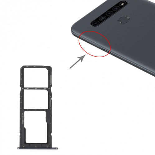 Plateau de carte SIM + plateau de carte SIM + plateau de cartes Micro SD pour LG K41S LMK410EMW LM-K410EMW LM-K410 (Noir) SH342B50-04