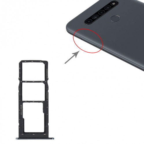 Plateau de carte SIM + plateau de carte SIM + plateau de cartes Micro SD pour LG K41S LMK410EMW LM-K410EMW LM-K410 (argent) SH342S1320-04