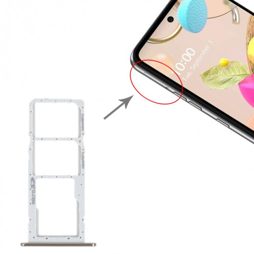 Plateau de carte SIM + plateau de carte SIM + plateau de carte Micro SD pour LG K42 / K52 (Brésil) LMK420 LMK420H LMK420E LMK420Y (argent) SH344S1667-04