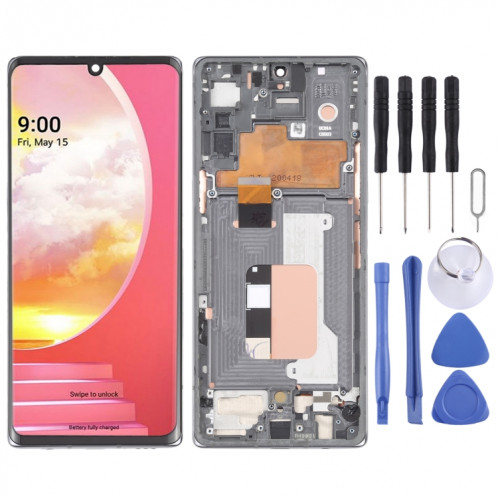 Écran LCD d'origine pour LG Velvet 5G LM-G900N LM-G900EM LM-G900 LM-G900TM Assemblage complet du numériseur avec cadre (Argent) SH484B1176-06
