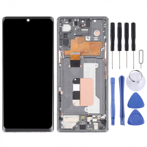 Écran LCD d'origine pour LG Velvet 5G LM-G900N LM-G900EM LM-G900 LM-G900TM Assemblage complet du numériseur avec cadre (Argent) SH484B1176-06
