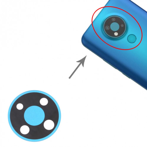 Lentille de caméra arrière 10 pcs pour Nokia 3.4 TA-1288 TA-1285 TA-1283 (bleu) SH616L1523-04