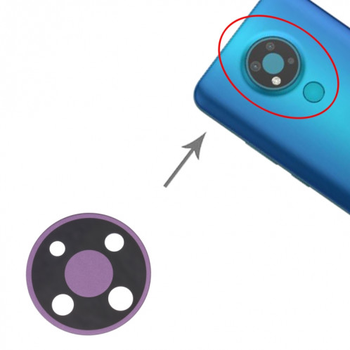 10 PCS Back Camera Lens pour Nokia 3.4 TA-1288 TA-1285 TA-1283 (Violet) SH616P1729-04