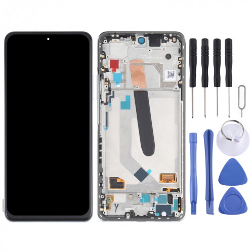 Matériau OLED Écran LCD et numériseur Assemblage complet avec cadre pour Xiaomi Redmi K40 / Redmi K40 PRO / REDMI K40 PRO + / MI 11I / POCO F3 / M2012K11C M2012K11AG M2012K11G (argent) SH641S339-07