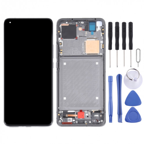 Écran LCD à écran LCD original AMOLED et numériseur assemblage complet avec cadre pour xiaomi mi 11 ultra / mi 11 pro m2102k1g m2102k1c m2102k1ac (noir) SH650B233-07