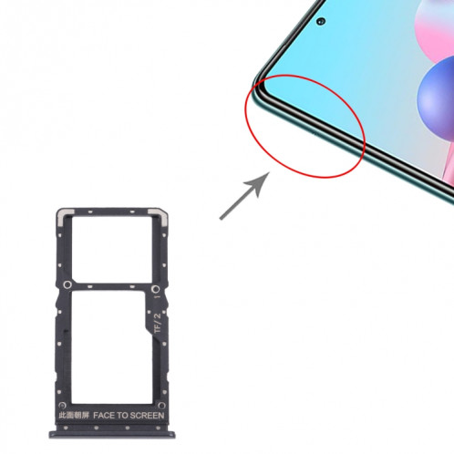 Plateau de carte SIM + plateau de carte SIM / plateau de carte micro SD pour Xiaomi Redmi Note 10 5G / Poco M3 PRO 5G M2103K19G M2103K19C M2103K19PG M2103K19PI (Noir) SH872B322-04