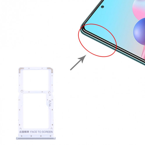 Plateau de carte SIM + plateau de carte SIM / plateau de carte micro SD pour Xiaomi Redmi Note 10 5G / POCO M3 PRO 5G M2103K19G M2103K19C M2103K19PG M2103K19PI (argent) SH872S1972-04