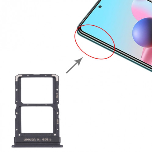 Plateau de carte SIM + plateau de carte SIM pour Xiaomi Redmi Note 10 PRO 5G (Noir) SH873B1667-04