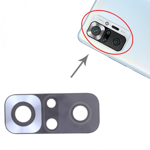 10 PCS BACK Camera Lens pour Xiaomi Redmi Note 10 Pro (Inde) / RedMI Note 10 Pro Max / Redmi Note 10 Pro M2101K6G M2101K6R M2101K6P M2101K6I SH28781030-04
