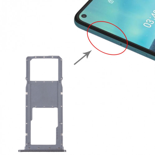 Plateau de carte SIM + plateau de carte Micro SD pour Nokia 3.4 TA-1288 TA-1285 TA-1283 (Noir) SH885B184-04