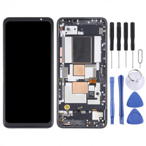 Matériau OLED Écran LCD et numériseur Assemblage complet avec cadre pour Téléphone Asus Rog 5 ZS673KS (Noir) SH896B271-07