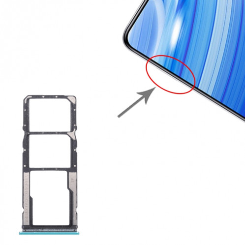 Plateau de carte SIM + plateau de carte SIM + plateau de cartes Micro SD pour Xiaomi Redmi 9T 4G / Redmi Note 9 4G J19S M2010J19SC M2010J19SG M2010J19SYSY (vert) SH909G195-04