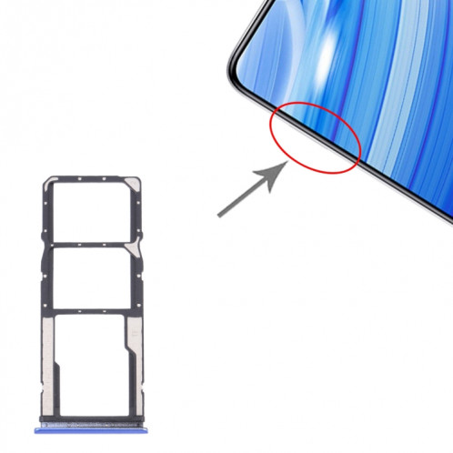 Plateau de carte SIM + plateau de carte SIM + plateau de carte micro SD pour Xiaomi Redmi 9T 4G / Redmi Note 9 4G J19S M2010J19SC M2010J19SG M2010J19SY (bleu) SH909L790-04