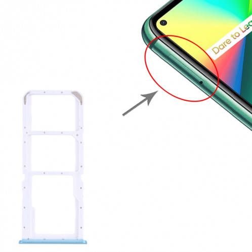 Pour OPPO Realme 7i RMX2103 Plateau de carte SIM + Plateau de carte SIM + Plateau de carte Micro SD (Bleu) SH010L1222-04