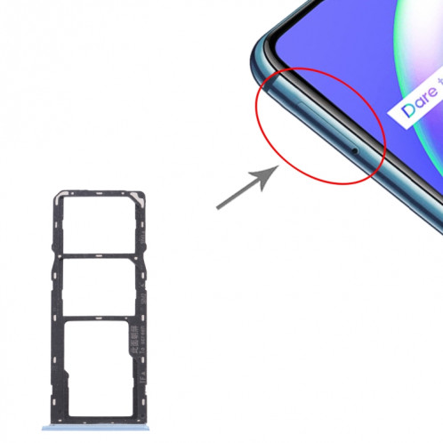 Pour OPPO Realme C12 RMX2189 Plateau de carte SIM + Plateau de carte SIM + Plateau de carte Micro SD (Bleu) SH012L680-04