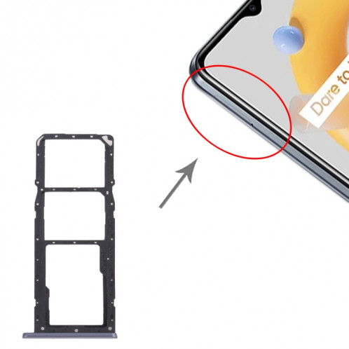 Pour OPPO Realme C20 / Realme C20A RMX3063, RMX3061 Plateau de carte SIM + Plateau de carte SIM + Plateau de carte Micro SD (Gris) SH013H24-04