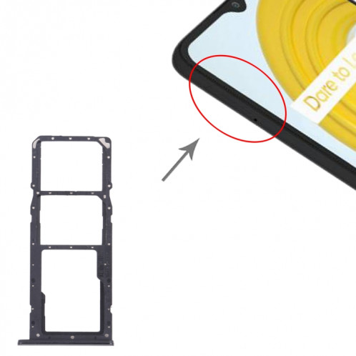 Pour OPPO Realme C21 / Realme C21Y RMX3201, RMX3261 Plateau de carte SIM + Plateau de carte SIM + Plateau de carte Micro SD (Noir) SH014B1545-04