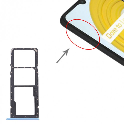 Pour OPPO Realme C21 / Realme C21Y RMX3201, RMX3261 Plateau de carte SIM + Plateau de carte SIM + Plateau de carte Micro SD (Bleu) SH014L1161-04