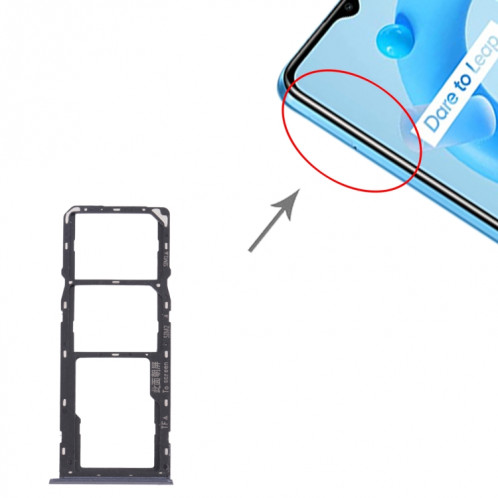 Pour OPPO Realme C11 (2021) RMX3231 Plateau de carte SIM + Plateau de carte SIM + Plateau de carte Micro SD (Gris) SH015H1692-04