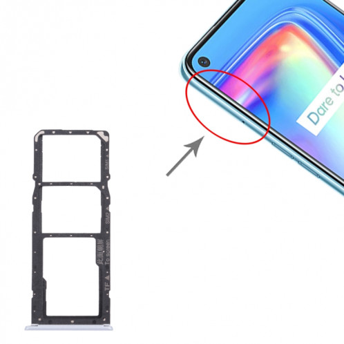 Pour OPPO Realme 7 (Asie) RMX2151, RMX2163 Plateau de carte SIM + Plateau de carte SIM + Plateau de carte Micro SD (Blanc) SH017W1435-04