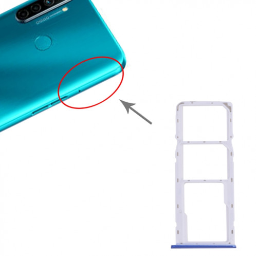 Pour OPPO Realme 5i RMX2030, RMX2032 Plateau de carte SIM + Plateau de carte SIM + Plateau de carte Micro SD (Bleu) SH019L1427-04