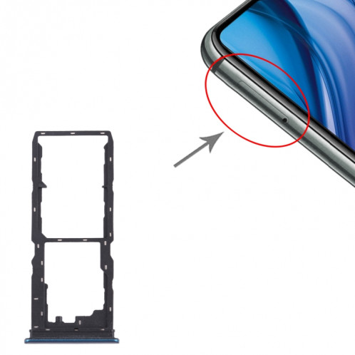 Pour vivo Y30 (Chine) / Y20s V2034A Plateau de carte SIM + Plateau de carte SIM + Plateau de carte Micro SD (Bleu) SH030L1053-04