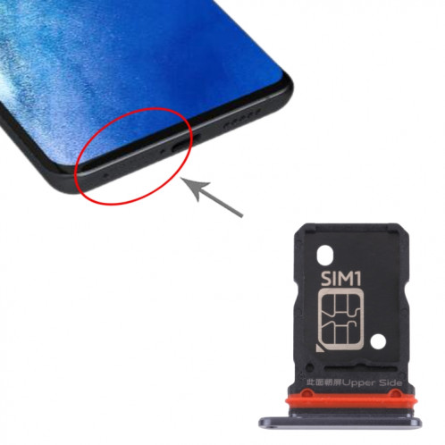 Pour vivo X60 Pro / X60 V2045 V2046 Plateau de carte SIM + Plateau de carte SIM (Noir) SH032B593-04