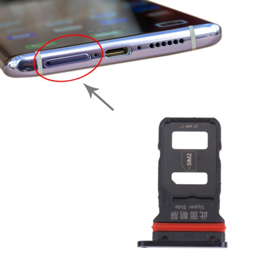 Pour vivo NEX 3 V1923A, V1923T Plateau de carte SIM + Plateau de carte SIM (Noir) SH034B1185-04