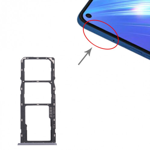 Pour OPPO Realme 6 Plateau de carte SIM + Plateau de carte SIM + Plateau de carte Micro SD (Noir) SH047B1562-04