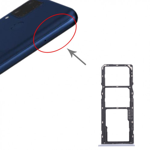Pour OPPO Realme C15 RMX2180 Plateau de carte SIM + Plateau de carte SIM + Plateau de carte Micro SD (Argent) SH051S172-04