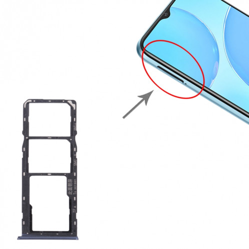 Pour OPPO A15s CPH2179 Plateau de carte SIM + Plateau de carte SIM + Plateau de carte Micro SD (Noir) SH057B1504-04