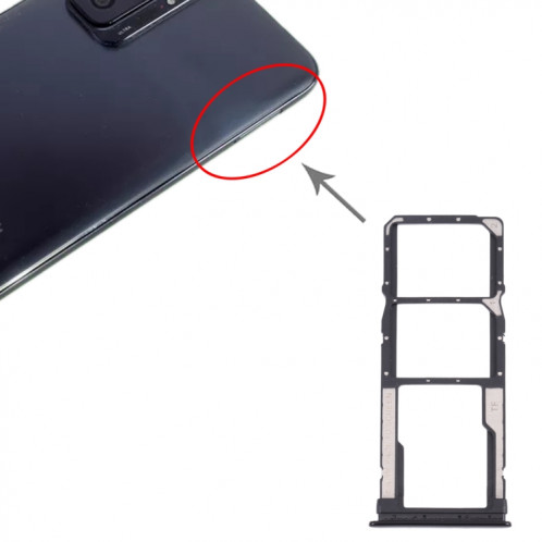 Plateau de carte SIM + plateau de carte SIM + plateau de carte micro SD pour Xiaomi Redmi Note 10 Pro 4G / Redmi Note 10 Pro Max / Redmi Note 10 Pro (Inde) M2101K6G, M2101K6I, M2101K6P (Noir) SH070B1226-04