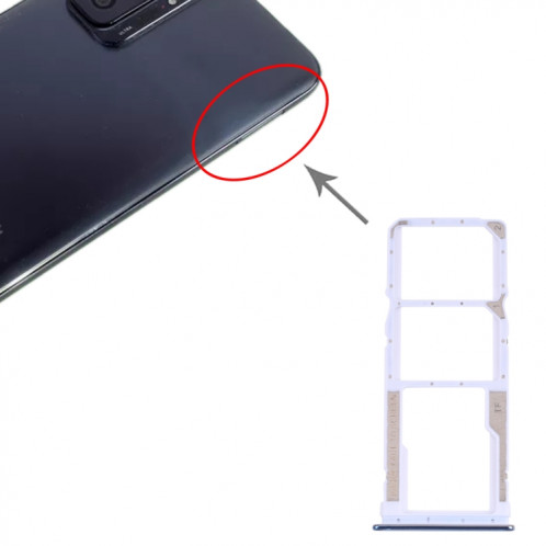 Plateau de carte SIM + plateau de carte SIM + plateau de carte Micro SD pour Xiaomi Redmi Note 10 PRO 4G / REDMI Note 10 Pro MAX / REDMI NOTE 10 PRO (INDE) M2101K6G, M2101K6I, M2101K6I, M2101K6P (Bleu) SH070L1152-04