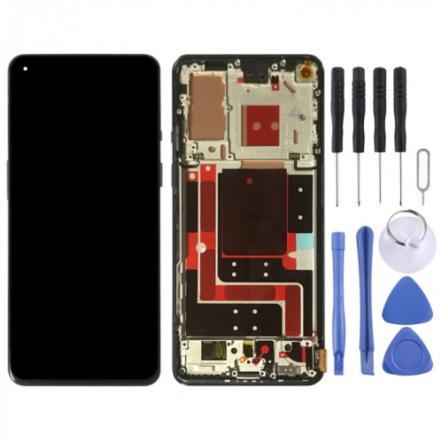Pour OnePlus 9 LE2113 LE2111 LE2110 Numériseur Assemblage complet avec cadre Écran LCD d'origine (Noir) SH097B1581-07