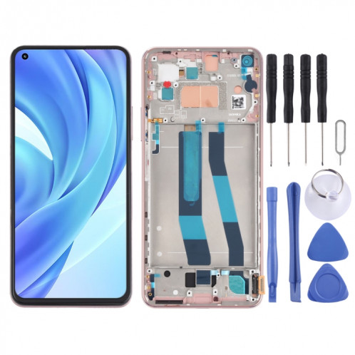 Écran LCD d'origine et numériseur assemblage complet avec cadre pour xiaomi mi 11 lite 4g m2101k9ag m2101k9ai (or) SH235J1933-07