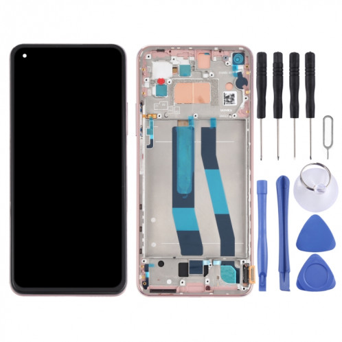 Écran LCD d'origine et numériseur assemblage complet avec cadre pour xiaomi mi 11 lite 4g m2101k9ag m2101k9ai (or) SH235J1933-07