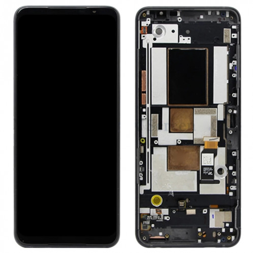 Matériau AMOLED Écran LCD et numériseur Assemblage complet avec cadre pour Asus Rog Téléphone 5 ZS673KS 1B048IN I005DB I005DA (Noir) SH260B668-07