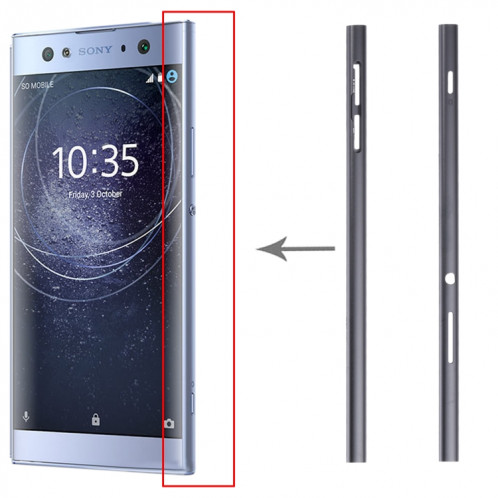 1 paire de la barre latérale du côté métal pour Sony Xperia XA2 Ultra (Noir) SH476B720-05