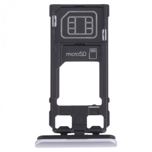 Plateau de carte SIM + plateau de cartes Micro SD pour Sony Xperia 1 / Xperia XZ4 (argent) SH477S1376-04