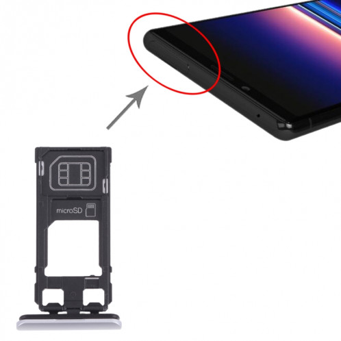 Plateau de carte SIM + plateau de cartes Micro SD pour Sony Xperia 1 / Xperia XZ4 (argent) SH477S1376-04