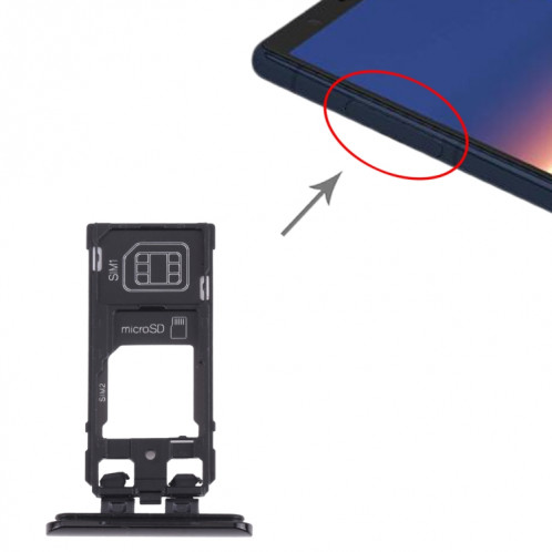 Plateau de carte SIM + plateau de carte SIM / plateau de carte micro SD pour Sony Xperia 5 (noir) SH479B926-04